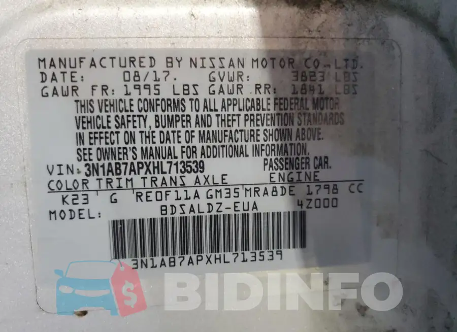 3N1AB7APXHL713539 Photo# 13
