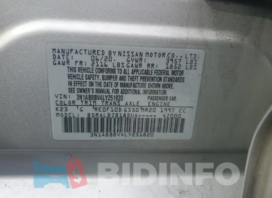 3N1AB8BV4LY251820 Photo# 12