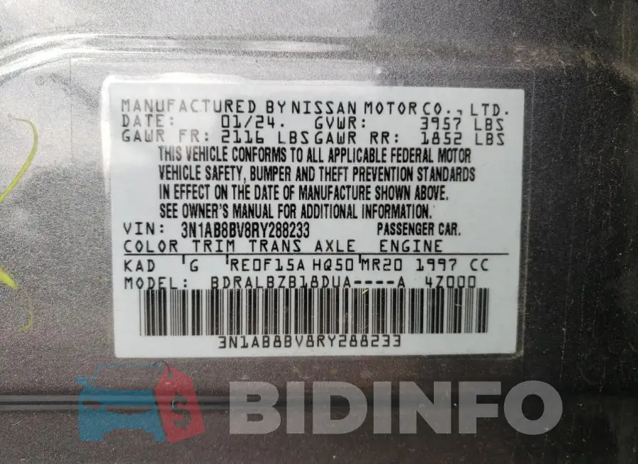 3N1AB8BV8RY288233 Photo# 13