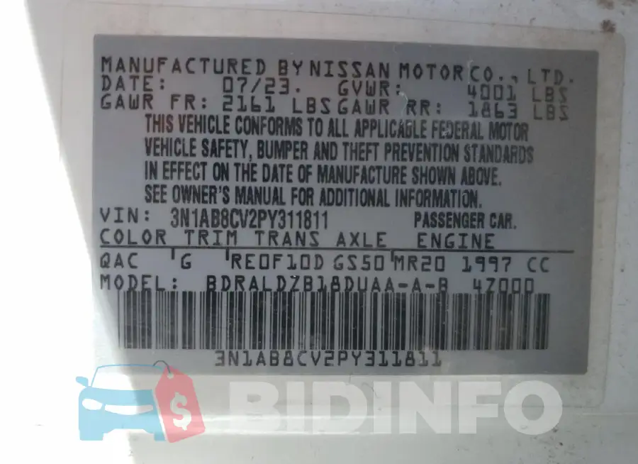 3N1AB8CV2PY311811 Photo# 12
