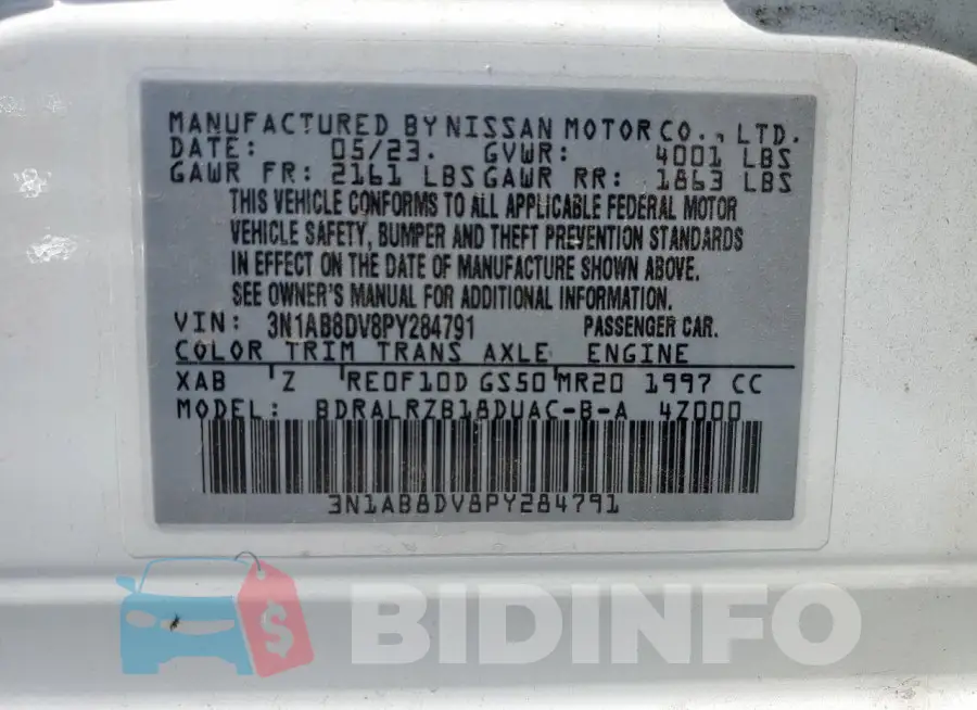 3N1AB8DV8PY284791 Photo# 13