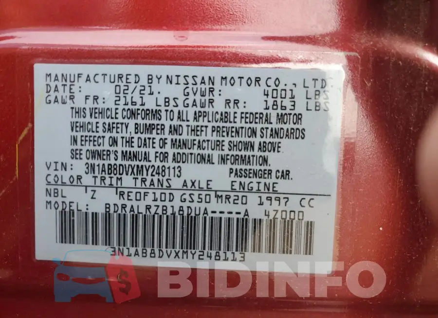 3N1AB8DVXMY248113 Photo# 12