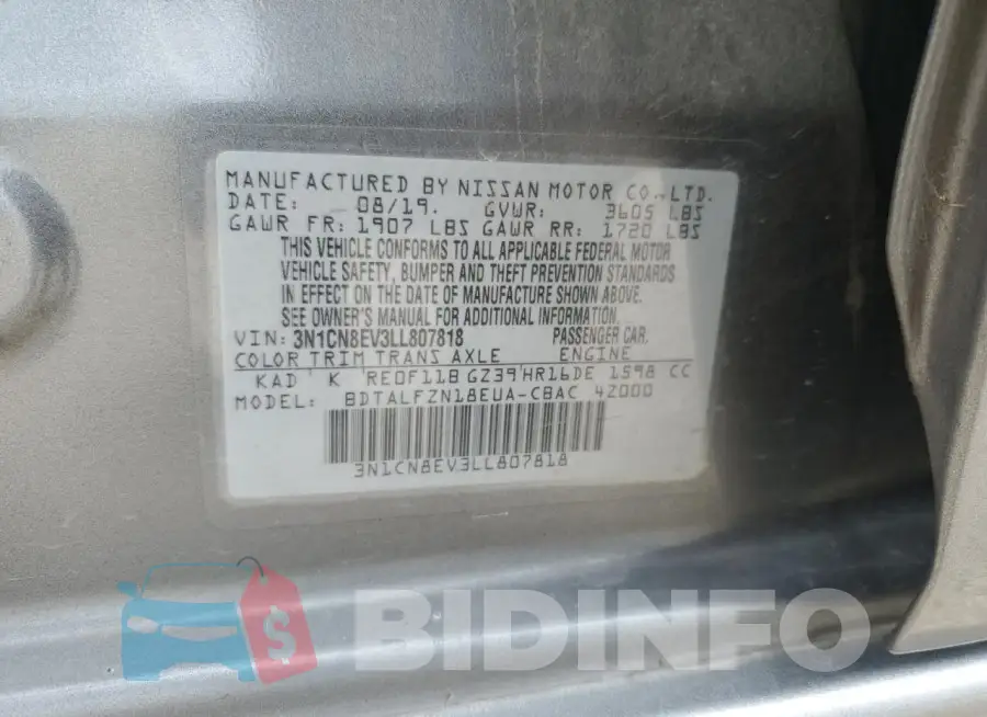 3N1CN8EV3LL807818 Photo# 12