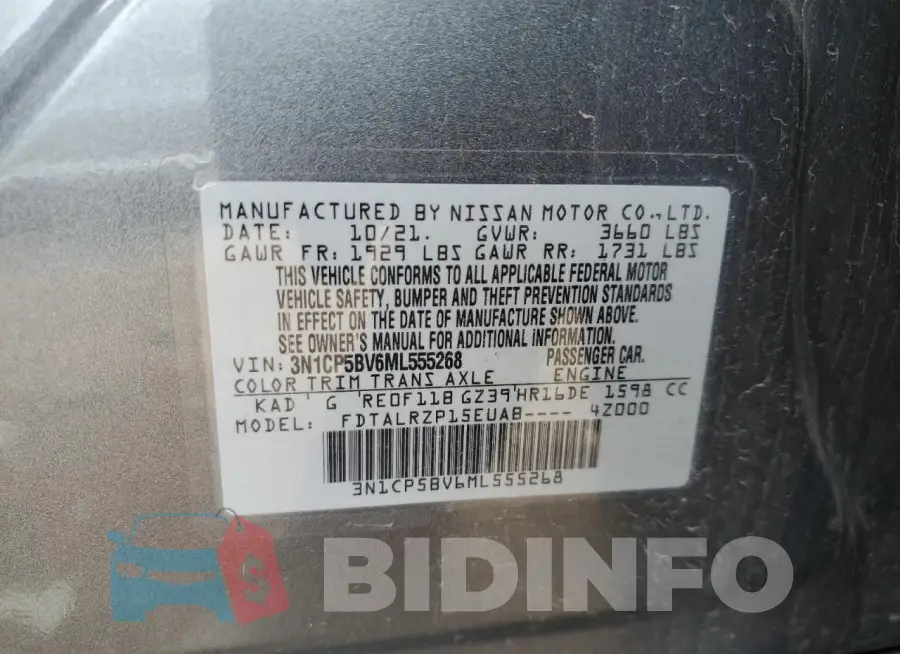 3N1CP5BV6ML555268 Photo# 14