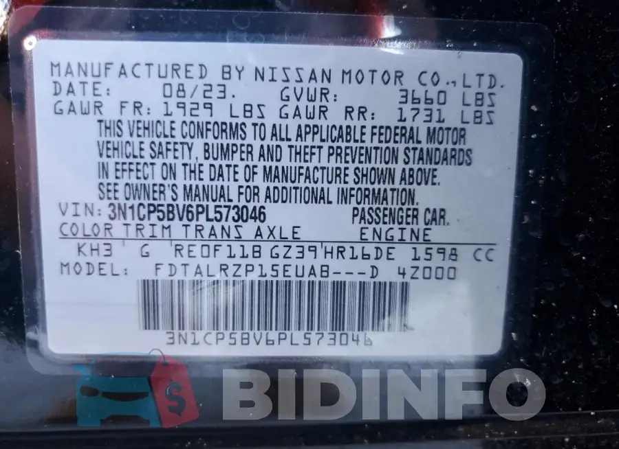 3N1CP5BV6PL573046 Photo# 12
