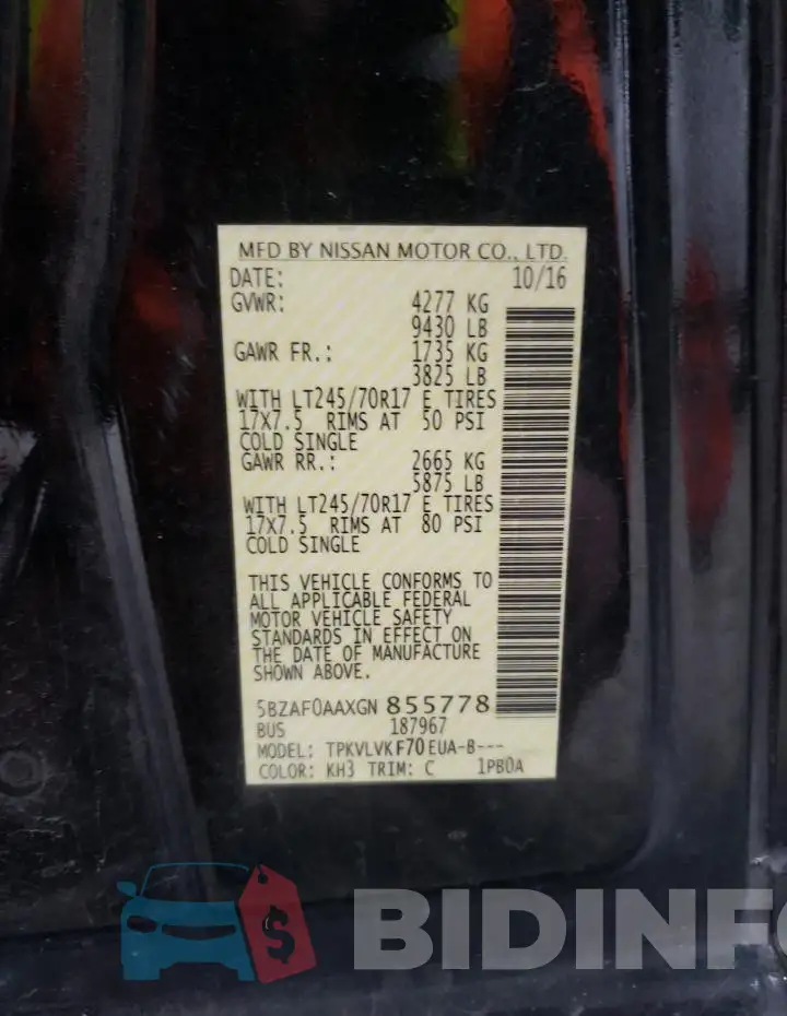5BZAF0AAXGN855778 Photo# 13