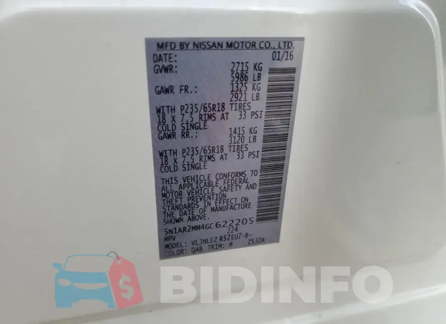 5N1AR2MM4GC622205 Photo# 13