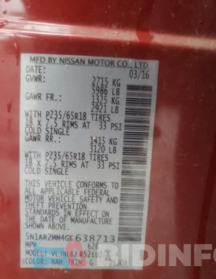5N1AR2MM4GC638713 Photo# 13