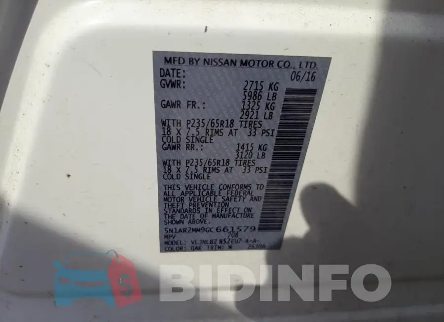 5N1AR2MM9GC661579 Photo# 13
