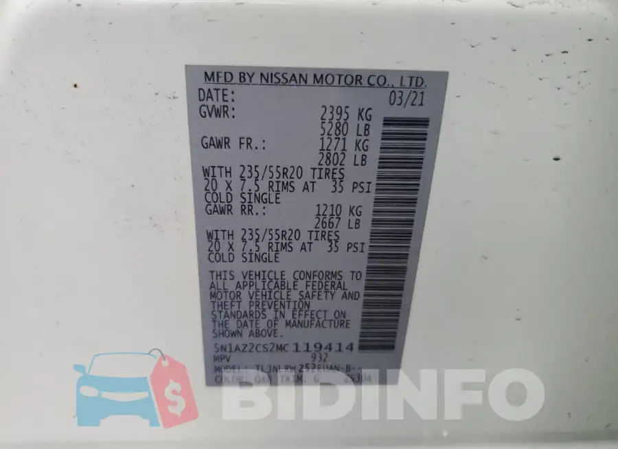5N1AZ2CS2MC119414 Photo# 12