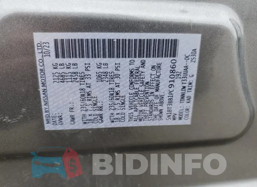 5N1BT3BB1PC910860 Photo# 14