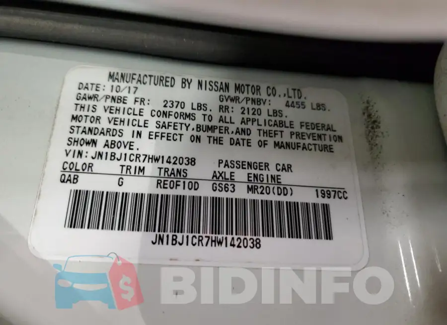 JN1BJ1CR7HW142038 Photo# 14