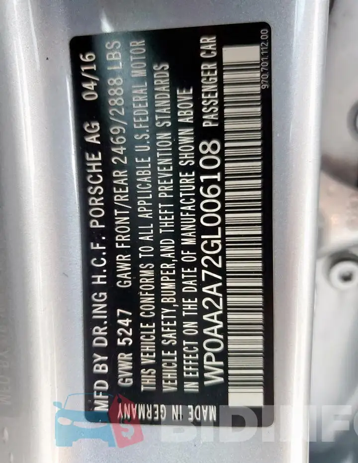 WP0AA2A72GL006108 Photo# 12