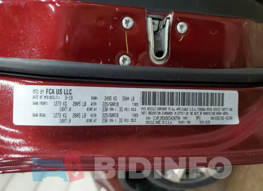 1C4PJMDX5KD420794 Photo# 13