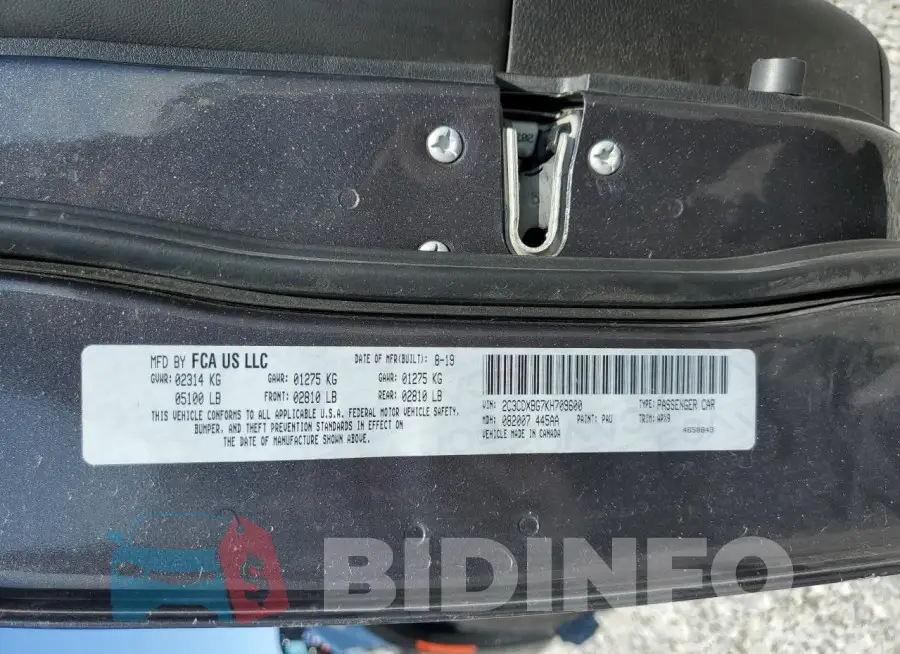 2C3CDXBG7KH709600 Photo# 12