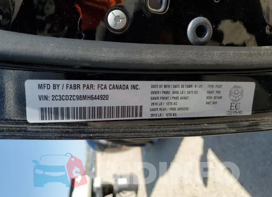 2C3CDZC98MH644920 Photo# 12