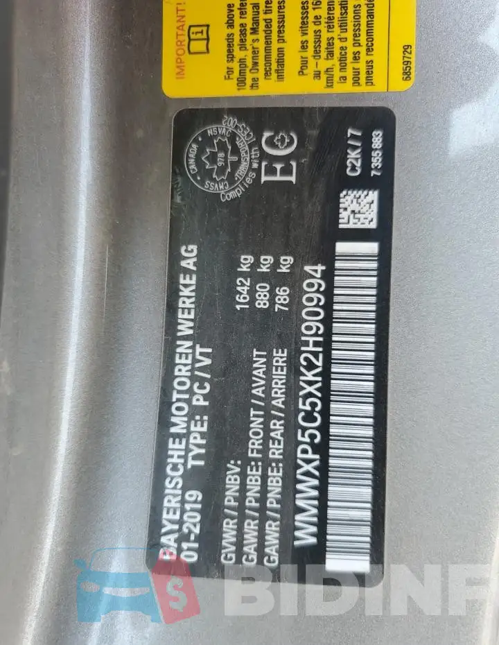 WMWXP5C5XK2H90994 Photo# 12