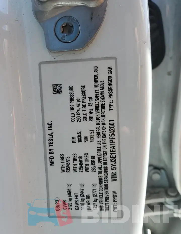 5YJ3E1EA1PF542001 Photo# 12