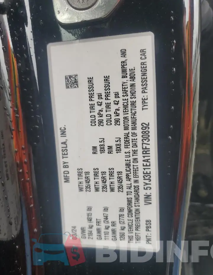 5YJ3E1EA1RF730892 Photo# 12