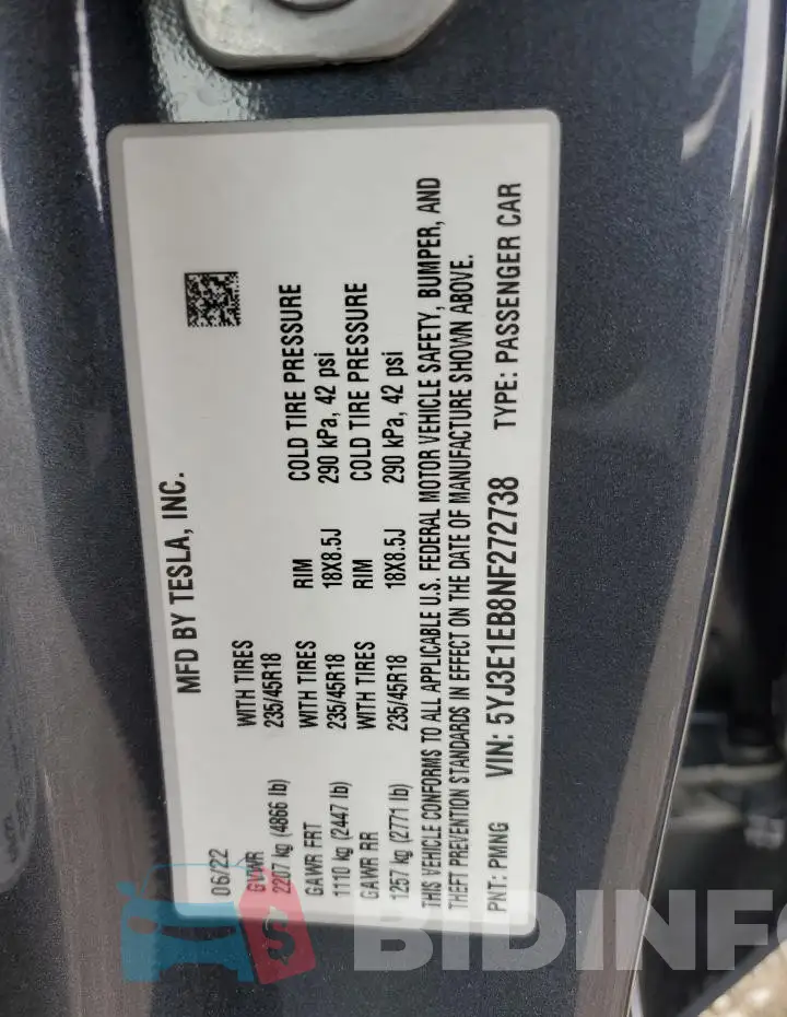5YJ3E1EB8NF272738 Photo# 13