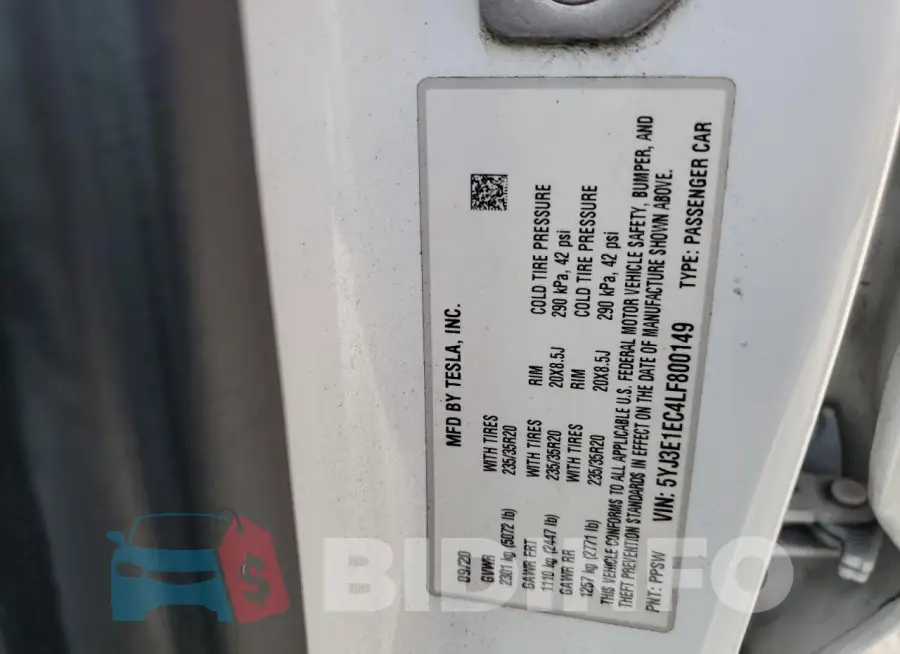 5YJ3E1EC4LF800149 Photo# 13