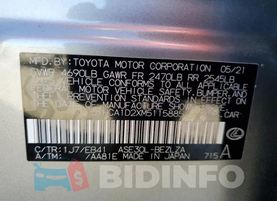JTHCA1D2XM5115885 Photo# 13