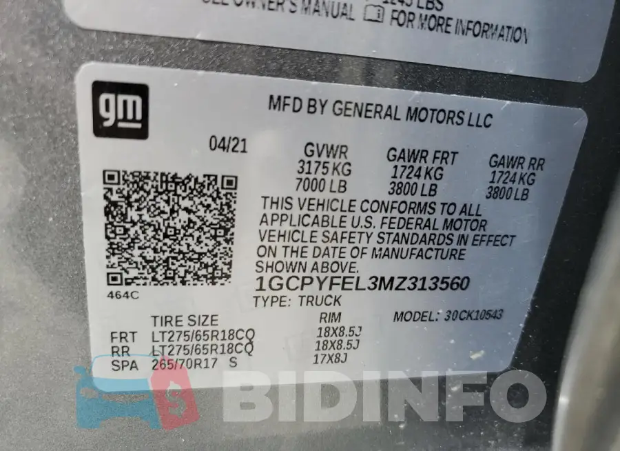 1GCPYFEL3MZ313560 Photo# 12