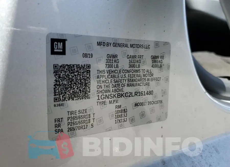 1GNSKBKC2LR161480 Photo# 14