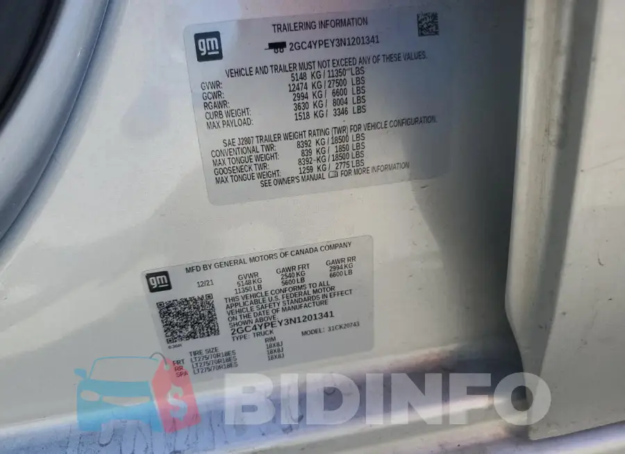 2GC4YPEY3N1201341 Photo# 12