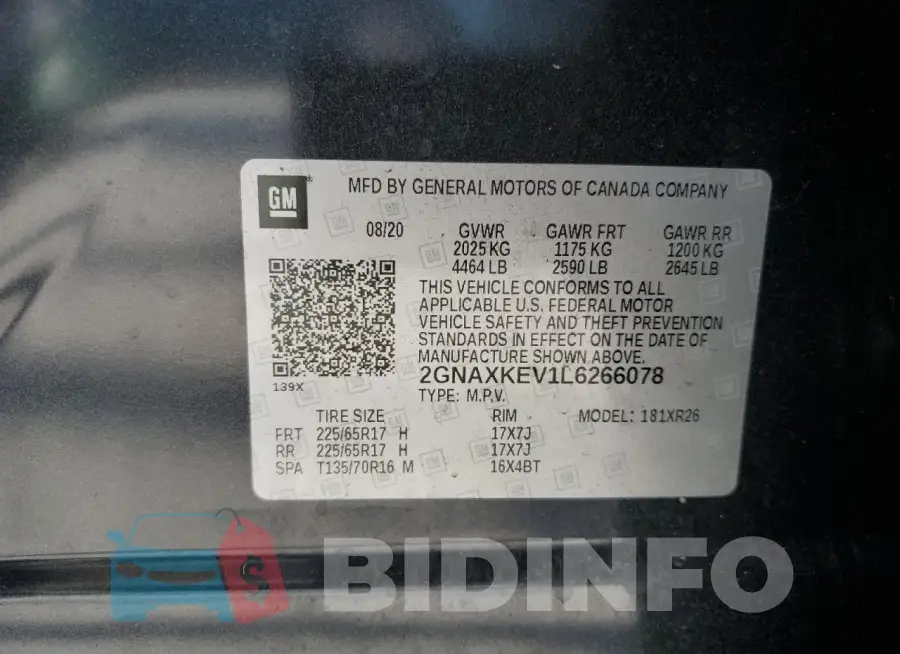 2GNAXKEV1L6266078 Photo# 13