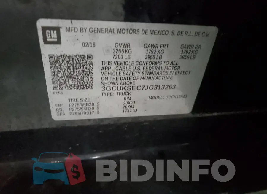 3GCUKSEC7JG313263 Photo# 12