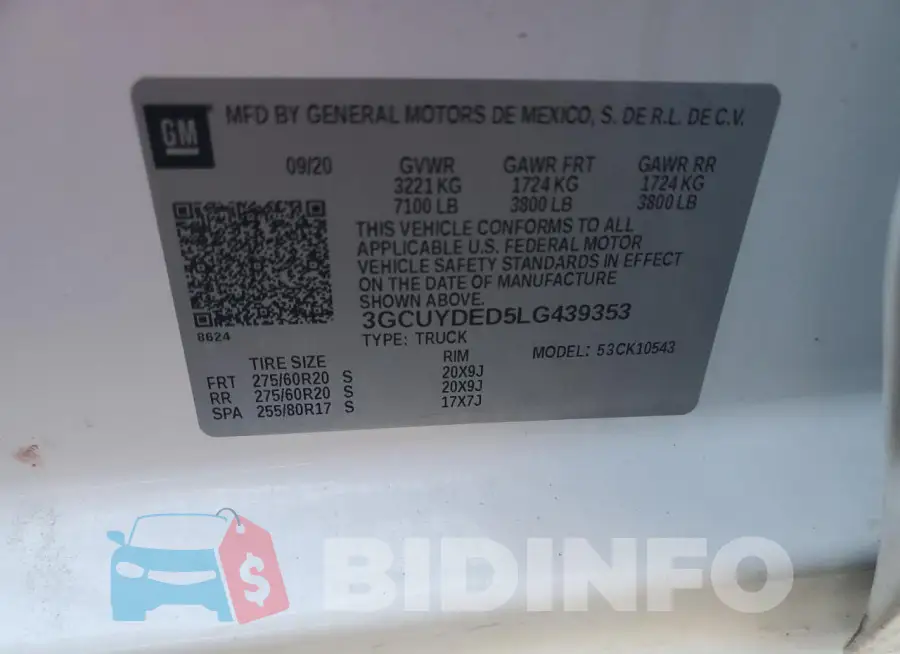 3GCUYDED5LG439353 Photo# 12