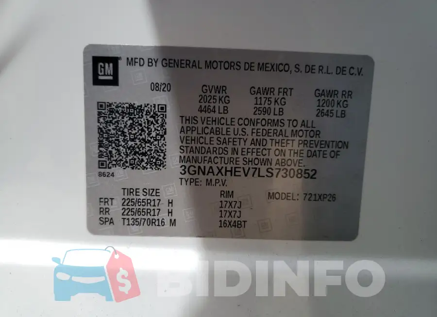 3GNAXHEV7LS730852 Photo# 13