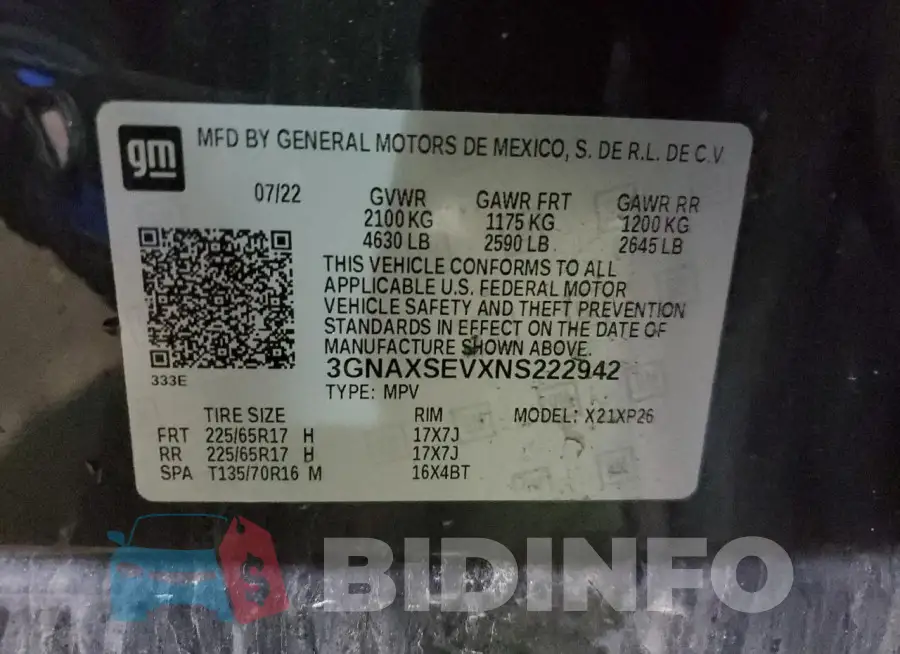 3GNAXSEVXNS222942 Photo# 14