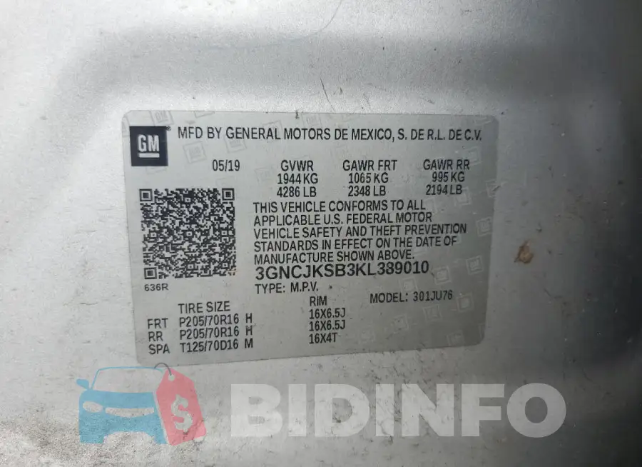 3GNCJKSB3KL389010 Photo# 13