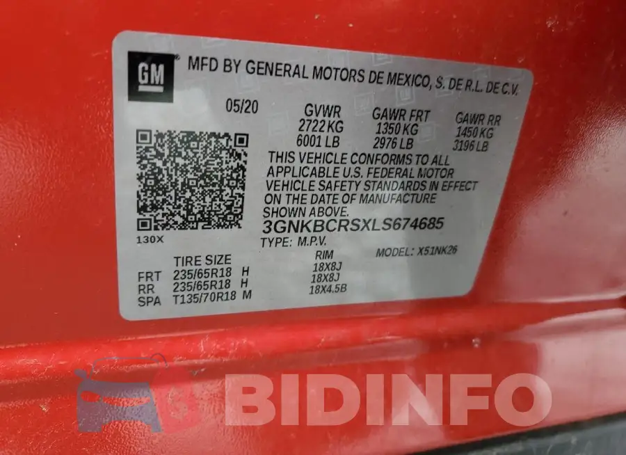 3GNKBCRSXLS674685 Photo# 12