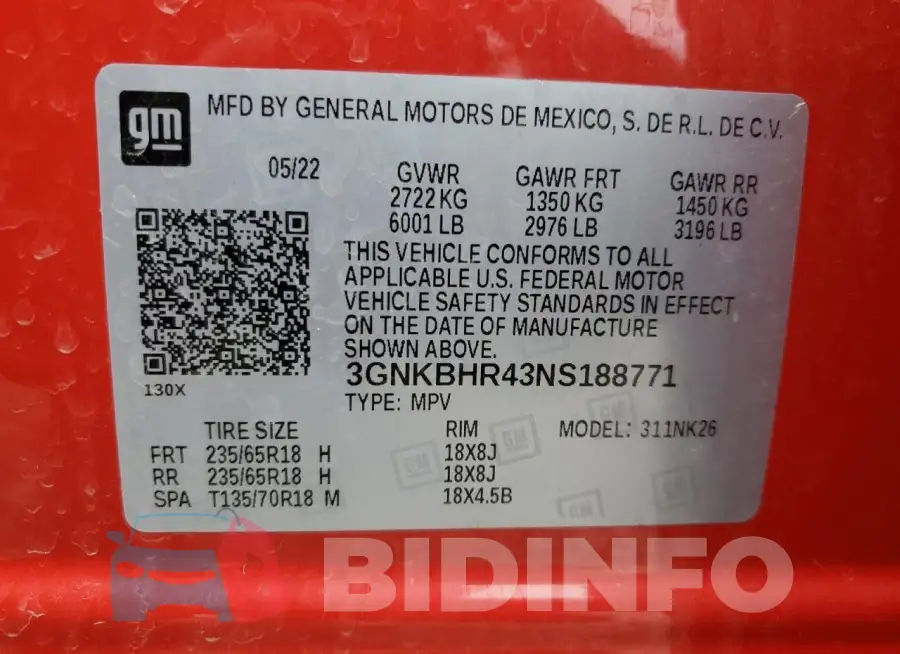 3GNKBHR43NS188771 Photo# 14