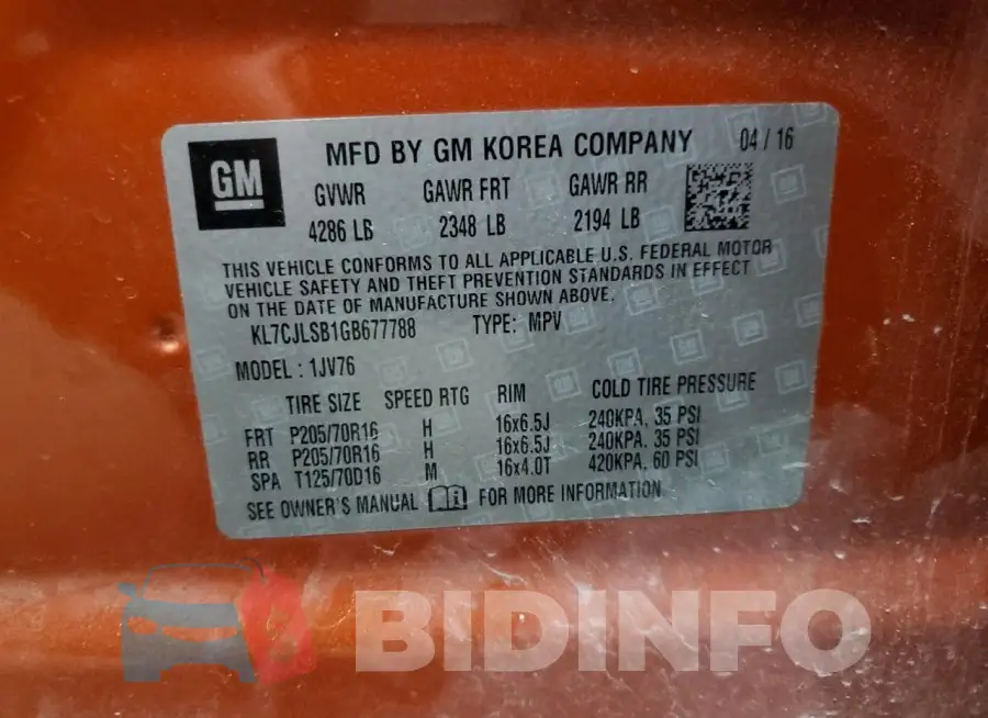 KL7CJLSB1GB677788 Photo# 14