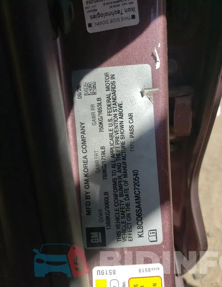 KL8CD6SA4MC720540 Photo# 12