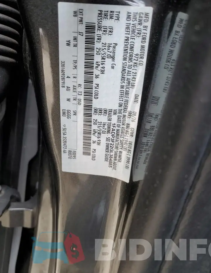 1FADP3F22GL384885 Photo# 12