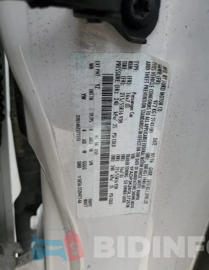 1FADP3K28GL372536 Photo# 12