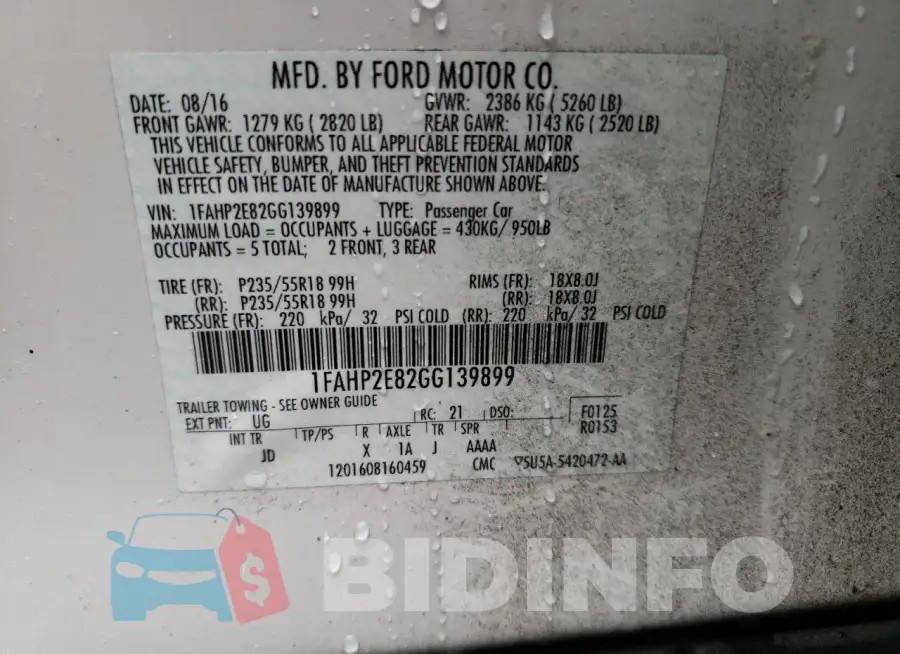 1FAHP2E82GG139899 Photo# 12