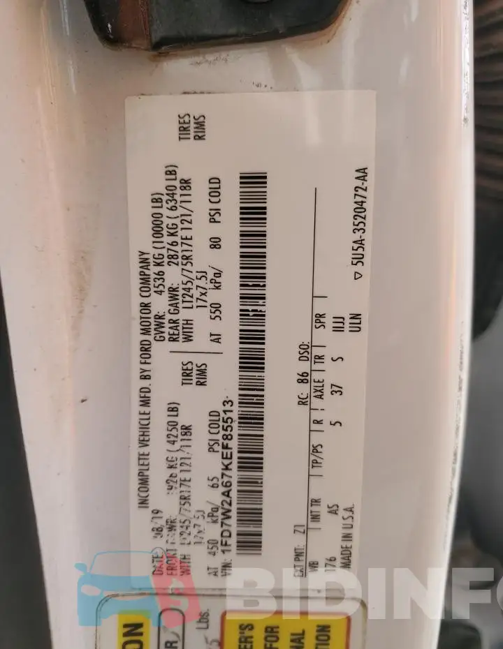 1FD7W2A67KEF85513 Photo# 12
