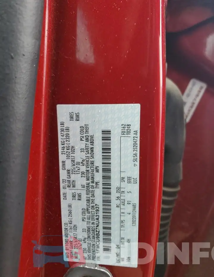 1FMCU9BZ7NUA31937 Photo# 13
