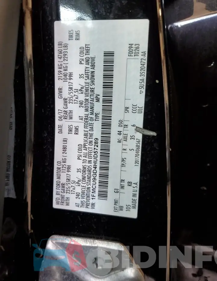 1FMCU9GD4HUD57289 Photo# 12