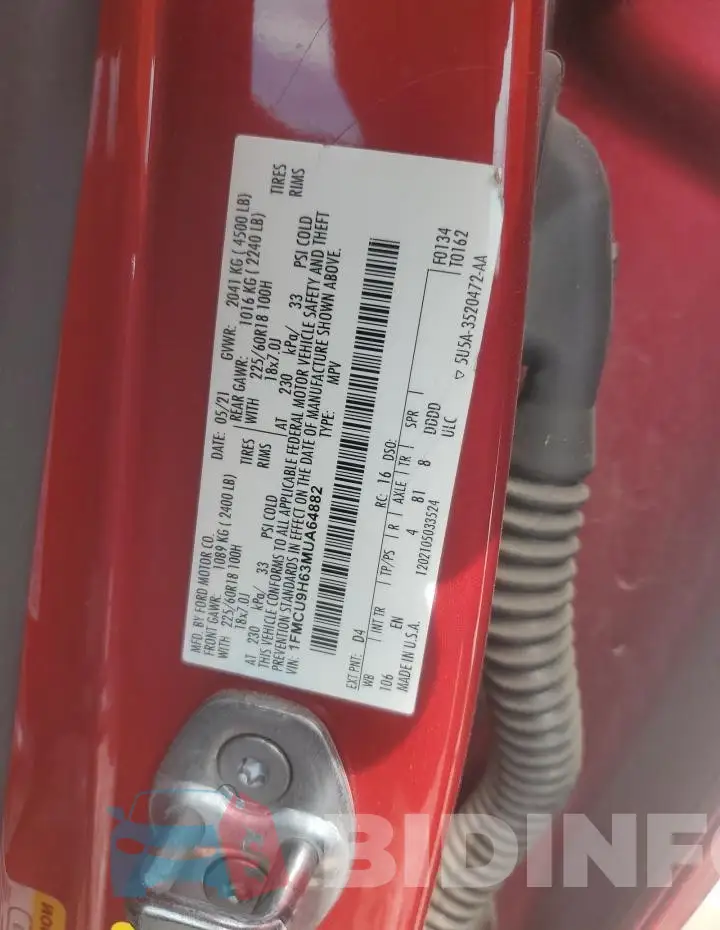 1FMCU9H63MUA64882 Photo# 13