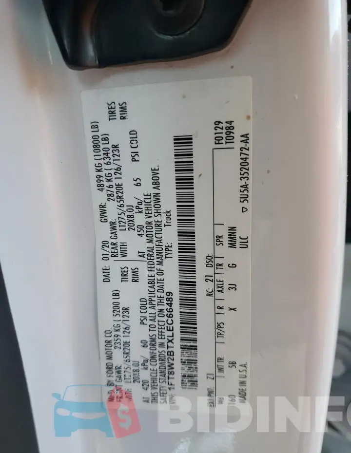 1FT8W2BTXLEC66489 Photo# 12