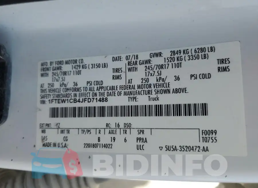 1FTEW1CB4JFD71488 Photo# 12