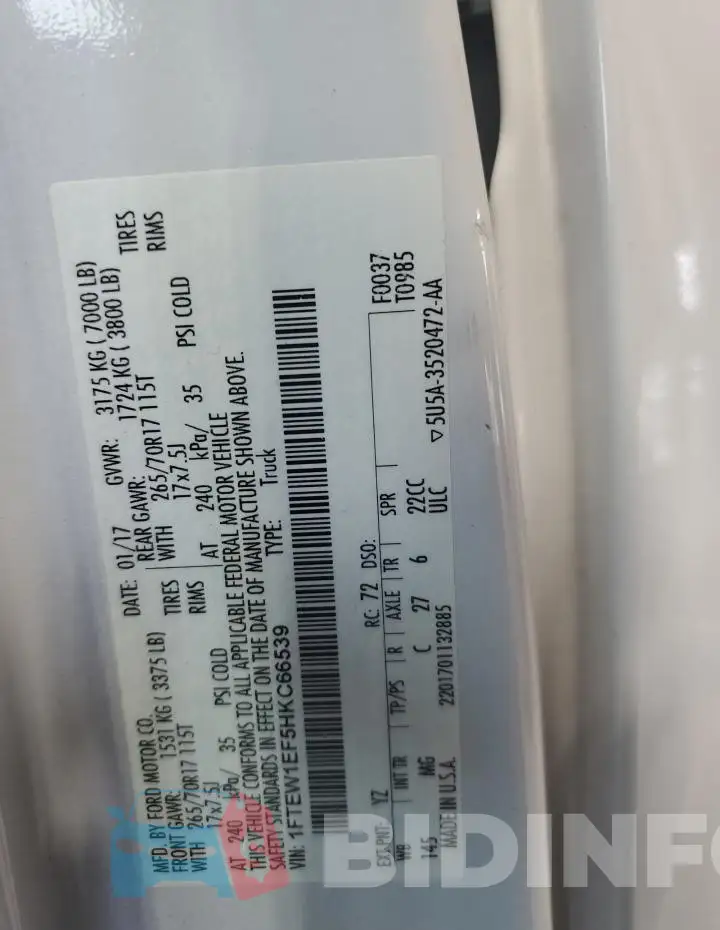 1FTEW1EF5HKC66539 Photo# 12