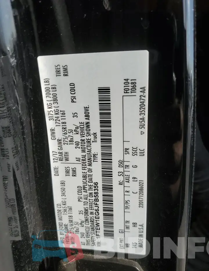 1FTEW1EG6JFB58356 Photo# 12